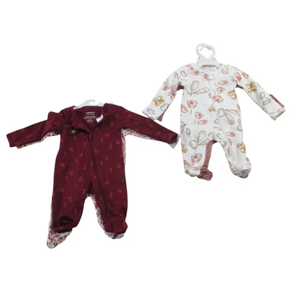 Lot of 4 Carter's Just One You One Piece Baby Girl's Newborn Multi Floral Zip Up - Picture 1 of 7